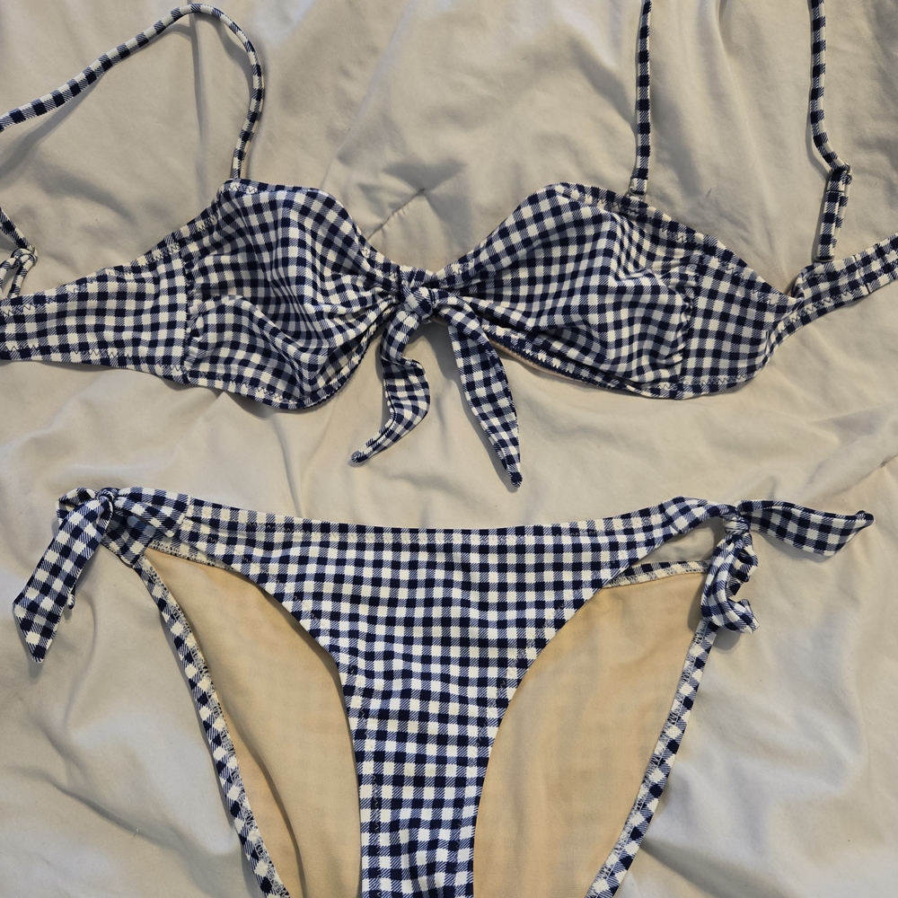 Old Navy Blue and White Gingham Bikini